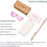 Bright pink COCOSAND flexible polarized baby sunglasses with an adjustable strap, shown on a white background.