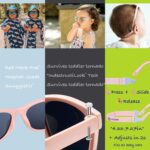 Bright pink COCOSAND flexible polarized baby sunglasses with an adjustable strap, shown on a white background.