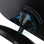 Black funbliss baby car mirror mounted on a headrest, showing a wide-angle convex lens for rear-facing infant monitoring.