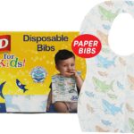 A stack of 30 Glad for Kids disposable paper bibs, showing the colorful shark pattern and crumb catcher pocket.