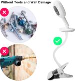 White iTODOS flexible baby monitor mount with an 8-inch arm, clamped to a crib, holding a Nanit Pro baby monitor.