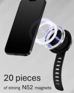 Black liuliuby magnetic phone holder for strollers and carts, securely attached to a handlebar.