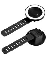 Black liuliuby magnetic phone holder for strollers and carts, securely attached to a handlebar.