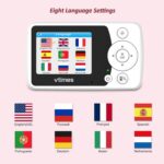 White VTimes VT31 baby monitor with camera and 2.4-inch parent unit, showing a clear view of a sleeping baby.